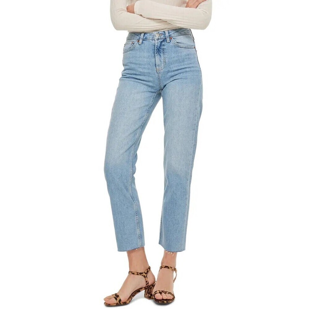 Topshop Raw Hem Crop Straight Leg Jeans Size W28 L32